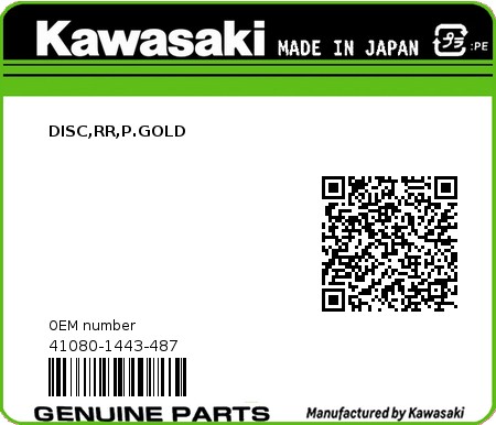 Product image: Kawasaki - 41080-1443-487 - DISC,RR,P.GOLD  0