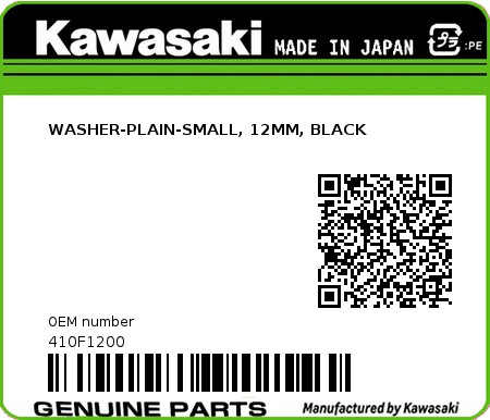 Product image: Kawasaki - 410F1200 - WASHER-PLAIN-SMALL, 12MM, BLACK  0