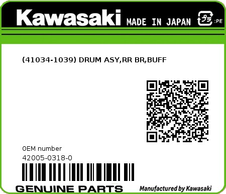 Product image: Kawasaki - 42005-0318-0 - (41034-1039) DRUM ASY,RR BR,BUFF  0