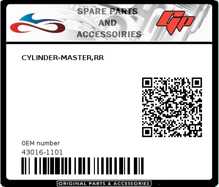 Product image:  - 43016-1101 - CYLINDER-MASTER,RR  0