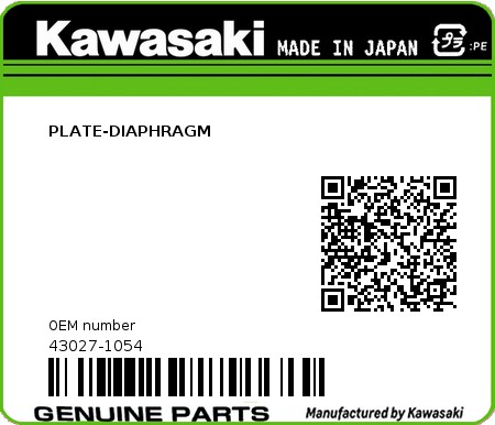Product image: Kawasaki - 43027-1054 - PLATE-DIAPHRAGM  0
