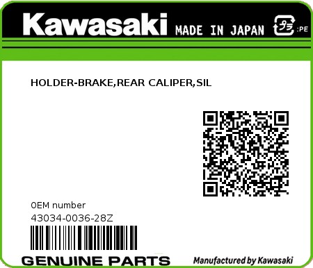 Product image: Kawasaki - 43034-0036-28Z - HOLDER-BRAKE,REAR CALIPER,SIL  0
