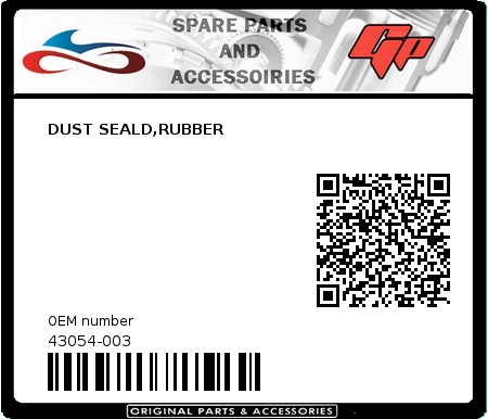 Product image:  - 43054-003 - DUST SEALD,RUBBER  0