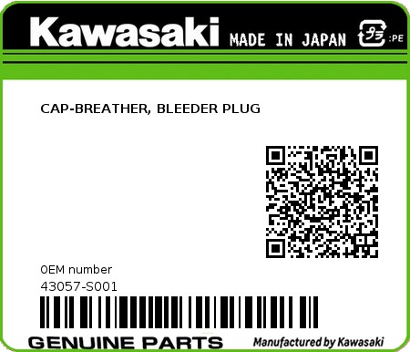 Product image: Kawasaki - 43057-S001 - CAP-BREATHER, BLEEDER PLUG  0