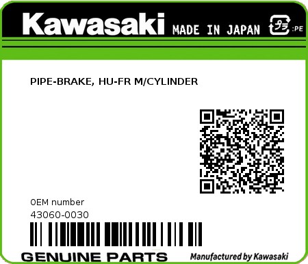 Product image: Kawasaki - 43060-0030 - PIPE-BRAKE, HU-FR M/CYLINDER  0