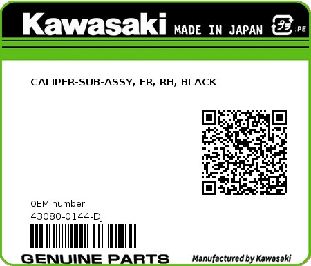 Product image: Kawasaki - 43080-0144-DJ - CALIPER-SUB-ASSY, FR, RH, BLACK  0