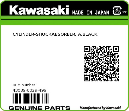 Product image: Kawasaki - 43089-0029-499 - CYLINDER-SHOCKABSORBER, A.BLACK  0