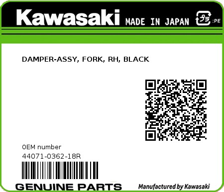Product image: Kawasaki - 44071-0362-18R - DAMPER-ASSY, FORK, RH, BLACK  0