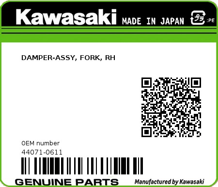 Product image: Kawasaki - 44071-0611 - DAMPER-ASSY, FORK, RH  0