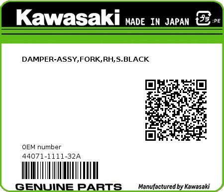Product image: Kawasaki - 44071-1111-32A - DAMPER-ASSY,FORK,RH,S.BLACK  0