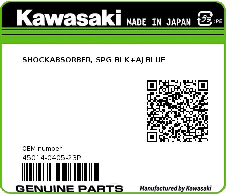 Product image: Kawasaki - 45014-0405-23P - SHOCKABSORBER, SPG BLK+AJ BLUE  0
