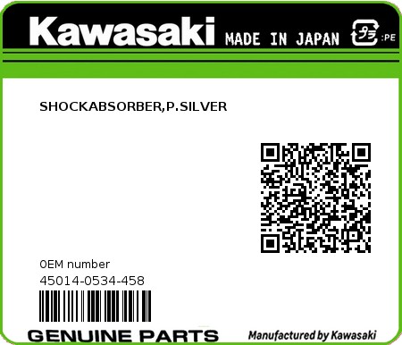 Product image: Kawasaki - 45014-0534-458 - SHOCKABSORBER,P.SILVER  0