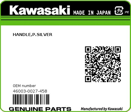 Product image: Kawasaki - 46003-0027-458 - HANDLE,P.SILVER  0