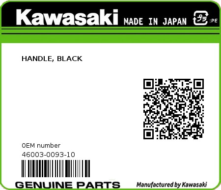 Product image: Kawasaki - 46003-0093-10 - HANDLE, BLACK  0