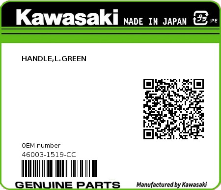 Product image: Kawasaki - 46003-1519-CC - HANDLE,L.GREEN  0