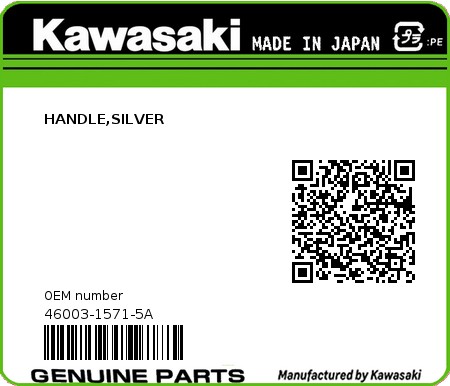 Product image: Kawasaki - 46003-1571-5A - HANDLE,SILVER  0