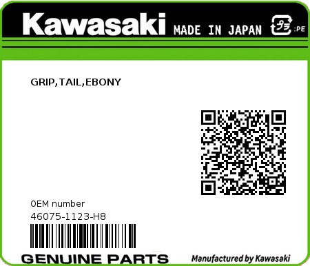 Product image: Kawasaki - 46075-1123-H8 - GRIP,TAIL,EBONY  0