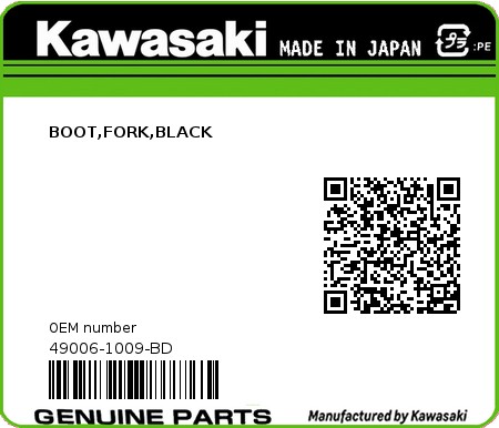 Product image: Kawasaki - 49006-1009-BD - BOOT,FORK,BLACK  0