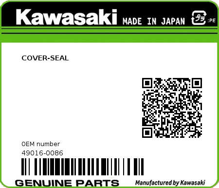 Product image: Kawasaki - 49016-0086 - COVER-SEAL  0