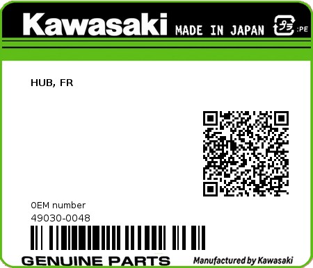 Product image: Kawasaki - 49030-0048 - HUB, FR  0