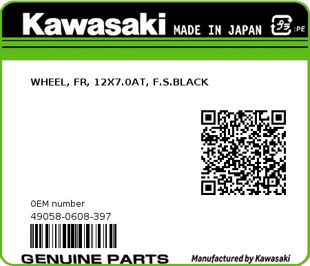 Product image: Kawasaki - 49058-0608-397 - WHEEL, FR, 12X7.0AT, F.S.BLACK  0