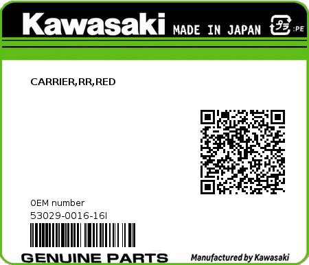 Product image: Kawasaki - 53029-0016-16I - CARRIER,RR,RED  0