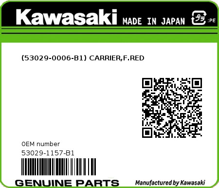 Product image: Kawasaki - 53029-1157-B1 - (53029-0006-B1) CARRIER,F.RED  0