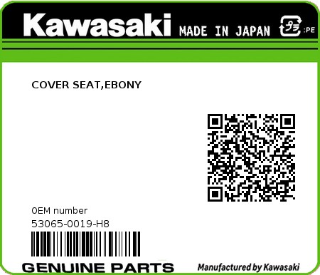 Product image: Kawasaki - 53065-0019-H8 - COVER SEAT,EBONY  0