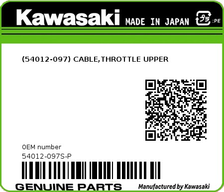 Product image: Kawasaki - 54012-097S-P - (54012-097) CABLE,THROTTLE UPPER  0