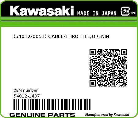 Product image: Kawasaki - 54012-1497 - (54012-0054) CABLE-THROTTLE,OPENIN  0