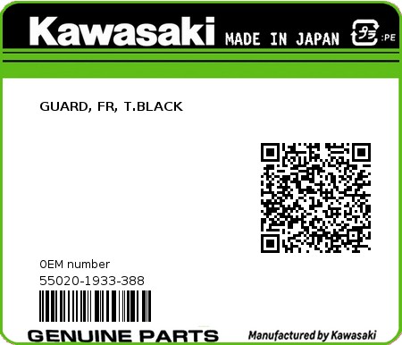 Product image: Kawasaki - 55020-1933-388 - GUARD, FR, T.BLACK  0