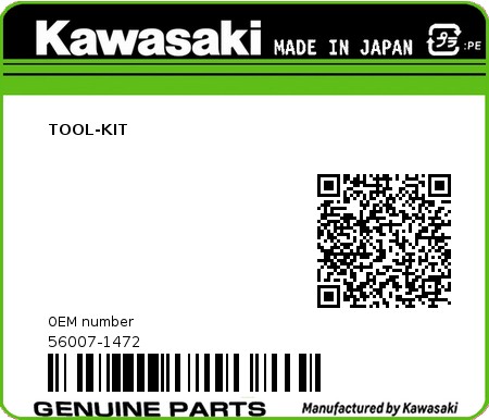 Product image: Kawasaki - 56007-1472 - TOOL-KIT  0