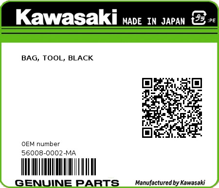Product image: Kawasaki - 56008-0002-MA - BAG, TOOL, BLACK  0
