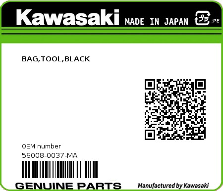 Product image: Kawasaki - 56008-0037-MA - BAG,TOOL,BLACK  0