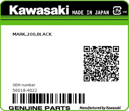Product image: Kawasaki - 56018-4022 - MARK,200,BLACK  0