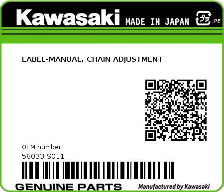 Product image: Kawasaki - 56033-S011 - LABEL-MANUAL, CHAIN ADJUSTMENT  0