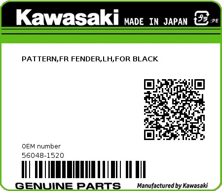 Product image: Kawasaki - 56048-1520 - PATTERN,FR FENDER,LH,FOR BLACK  0