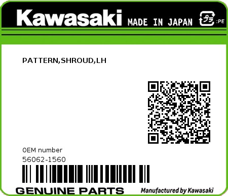 Product image: Kawasaki - 56062-1560 - PATTERN,SHROUD,LH  0