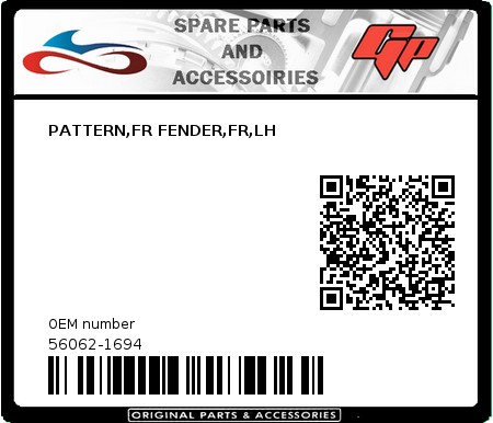 Product image:  - 56062-1694 - PATTERN,FR FENDER,FR,LH  0
