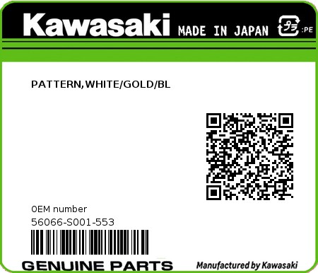Product image: Kawasaki - 56066-S001-553 - PATTERN,WHITE/GOLD/BL  0