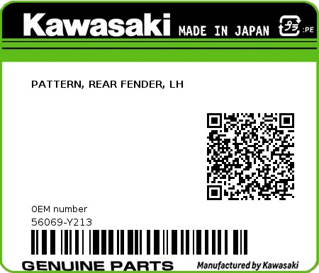 Product image: Kawasaki - 56069-Y213 - PATTERN, REAR FENDER, LH  0