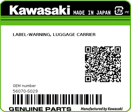 Product image: Kawasaki - 56070-S029 - LABEL-WARNING, LUGGAGE CARRIER  0
