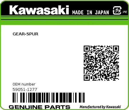 Product image: Kawasaki - 59051-1277 - GEAR-SPUR  0