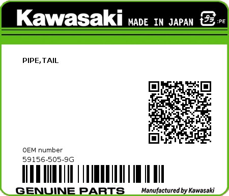 Product image: Kawasaki - 59156-505-9G - PIPE,TAIL  0