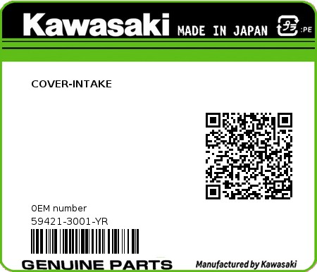 Product image: Kawasaki - 59421-3001-YR - COVER-INTAKE  0