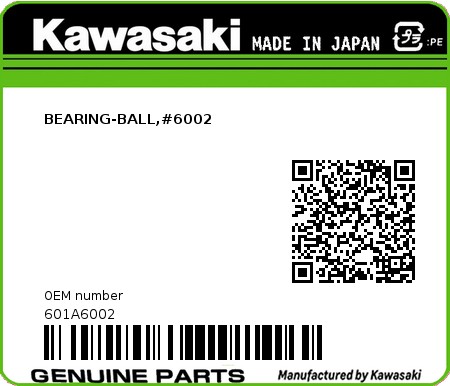 Product image: Kawasaki - 601A6002 - BEARING-BALL,#6002  0
