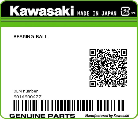 Product image: Kawasaki - 601A6004ZZ - BEARING-BALL  0
