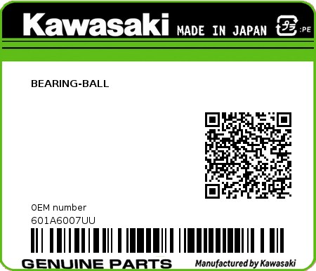 Product image: Kawasaki - 601A6007UU - BEARING-BALL  0