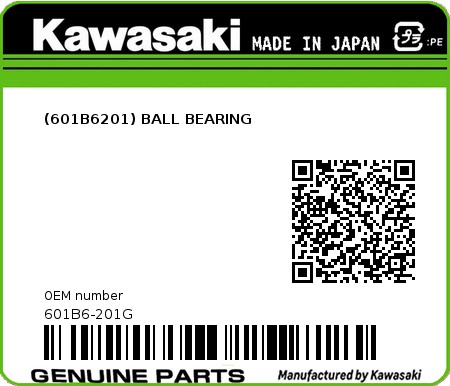 Product image: Kawasaki - 601B6-201G - (601B6201) BALL BEARING  0