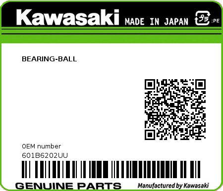 Product image: Kawasaki - 601B6202UU - BEARING-BALL  0